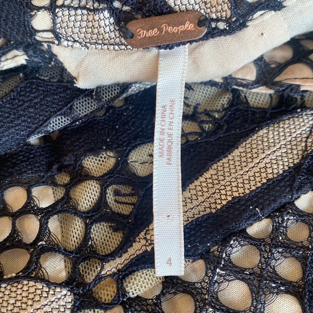 Free People Black Art Deco Lace Mini Dress - Picture 13 of 15